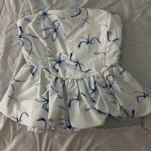 White and blue Blush top